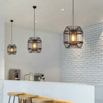 Cage Light Frame Pendant Industrial Single Head Black Nordic Creative Fixture