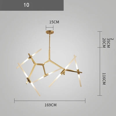 Branch Suspension Pendant Light - Gold Black G9 LED Iron Glass Fixture