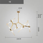 Branch Suspension Pendant Light - Gold Black G9 LED Iron Glass Fixture