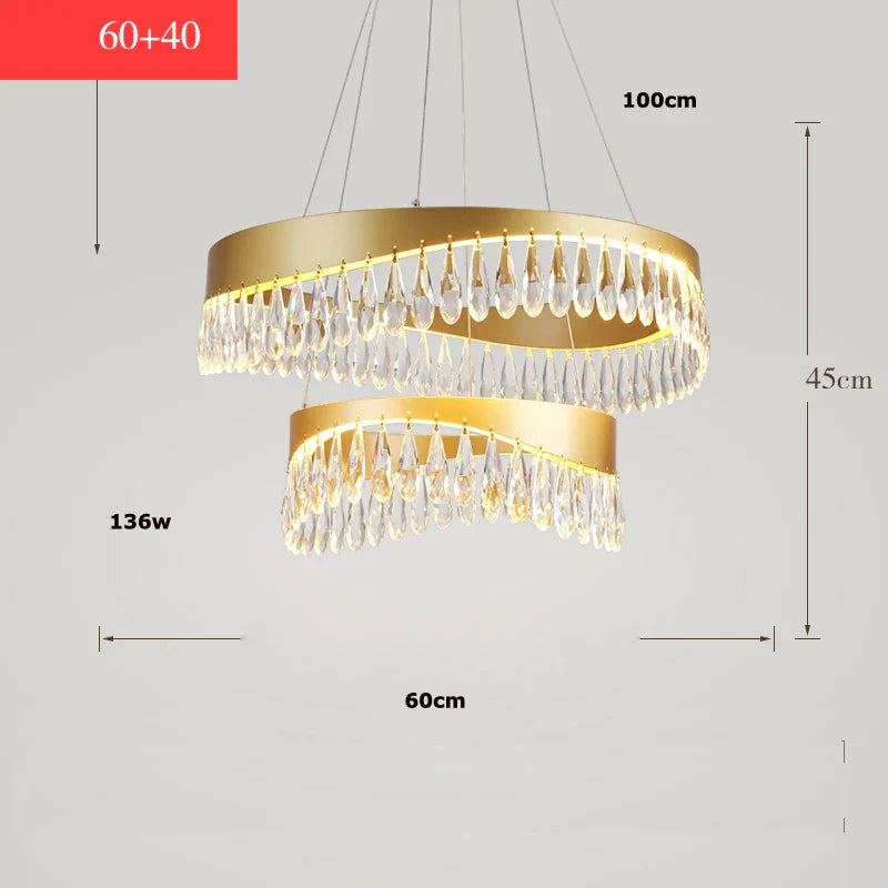 Crystal Stainless Steel LED Chandelier for Foyer
