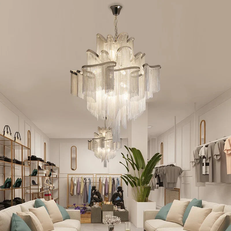 Retro Vintage LED Aluminum Chandelier Lighting in Gold Chrome Silver