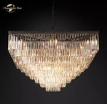 Modern Crystal LED Chandelier: Odeon Square Lustre Pendant Light Fixture