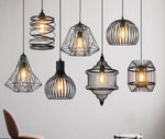 Cage Light Frame Pendant Industrial Single Head Black Nordic Creative Fixture