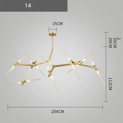 Branch Suspension Pendant Light - Gold Black G9 LED Iron Glass Fixture