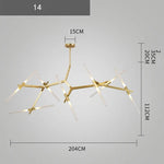 Branch Suspension Pendant Light - Gold Black G9 LED Iron Glass Fixture