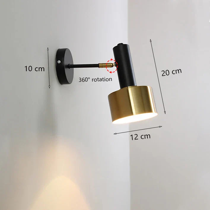 Modern Black Gold Adjustable Wall Lamp Sconce for Indoor Reading E27