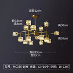 Square Crystal Chandelier Artistic Branches Luxury Gold Light Fixtures Living Room Kitchen Lighting