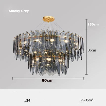 Art Deco Glass Iron LED Chandelier for Dinning Room