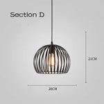 Cage Light Frame Pendant Industrial Single Head Black Nordic Creative Fixture