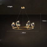 Crystal Copper Round Chandelier: Elegant LED Suspension Lamp for Dinning Room