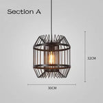 Cage Light Frame Pendant Industrial Single Head Black Nordic Creative Fixture