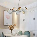 White Metal Geometric LED Chandelier for Bedroom and Living Room