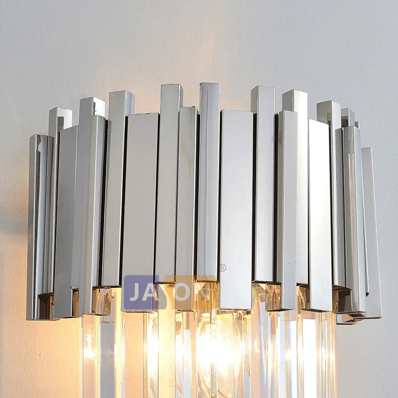 Crystal Clear LED Wall Sconce Chrome Silver Gold Wall Light for Bedroom