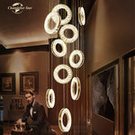 LED Crystal Chandelier Stainless Steel Pendant Light for Living Room