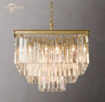 Modern Crystal LED Chandelier: Odeon Square Lustre Pendant Light Fixture