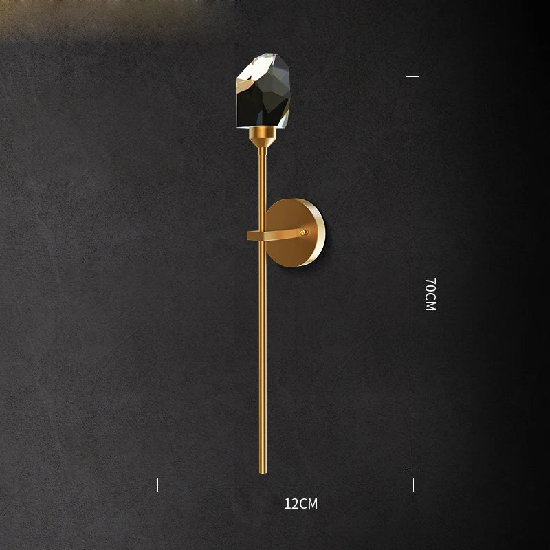 Crystal LED Wall Sconce for Bedroom Corridor - Designer Black Gold Wall Light