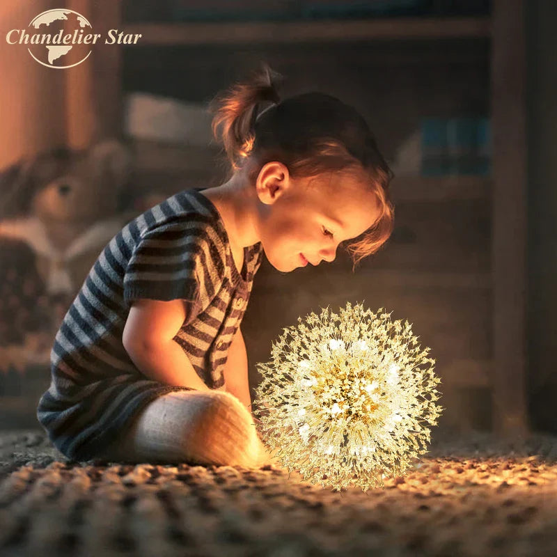 Crystal Star LED Chandelier - Art Deco Dandelion Pendant Lighting for Home Décor