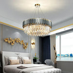 Art Deco Golden Crystal Chandelier LED Hanging Lamp