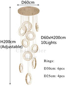 LED Crystal Chandelier Stainless Steel Pendant Light for Living Room