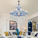 Modern Iron Crystal Glass Chandelier Blue Red Art Deco Lighting