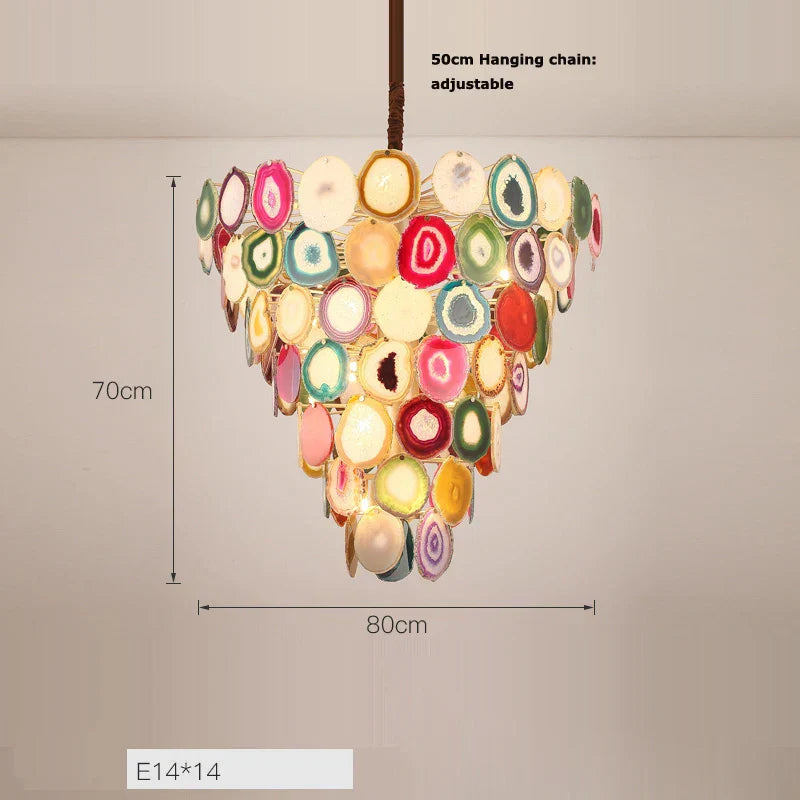 LED Agate Chandelier Lighting for Foyer - Colorized Designer Lamps