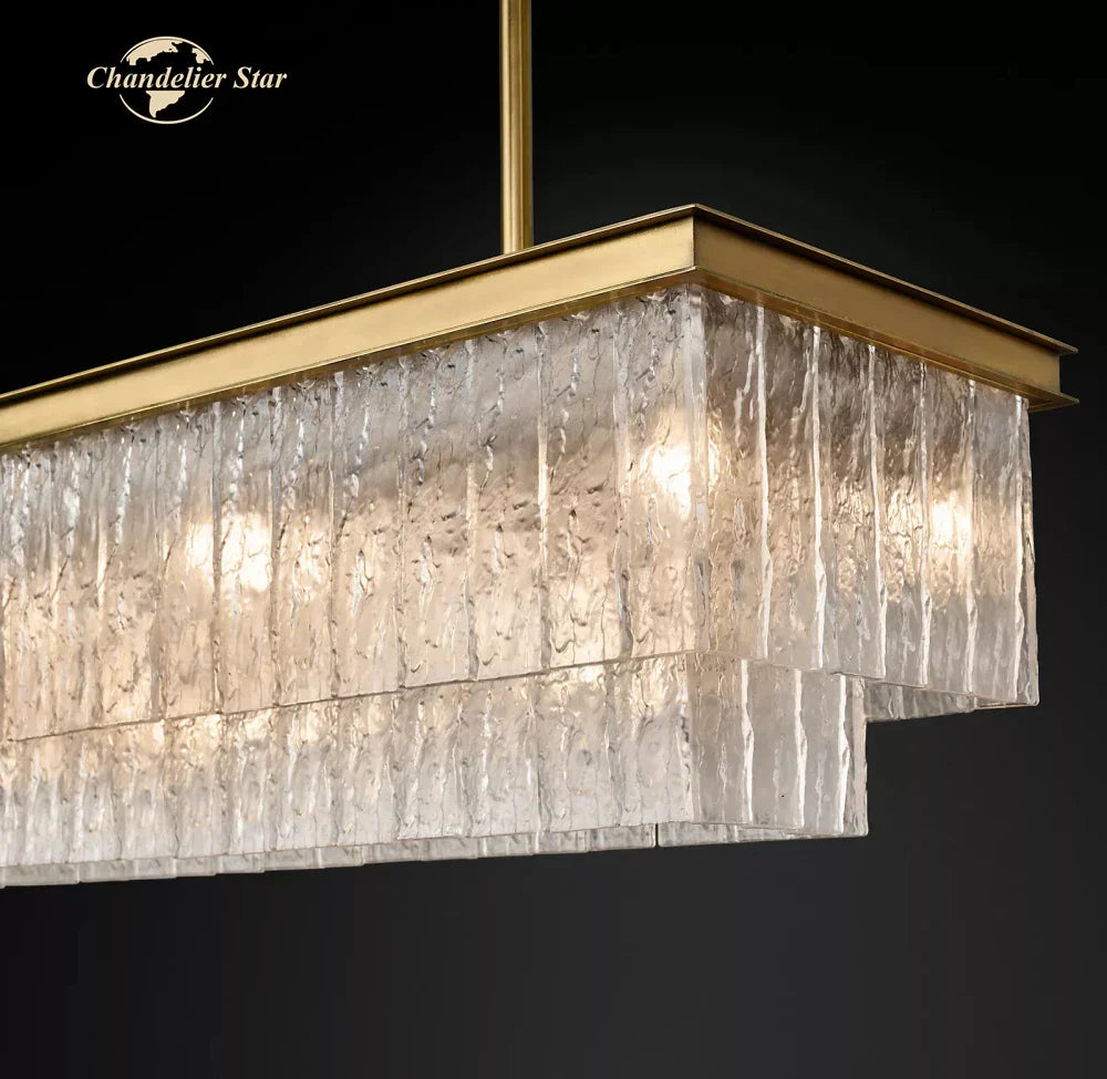 LED Glace Rectangular Chandelier Light for Dining Kitchen Living Room
