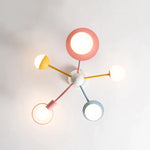 Kids Nordic Glass Chandelier LED Ceiling Light - Blue Pink Cartoon Theme