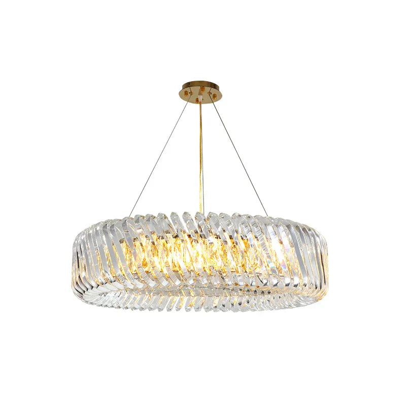 Oval LED Glass Chandelier Lighting in Gold & Silver Stainless Steel