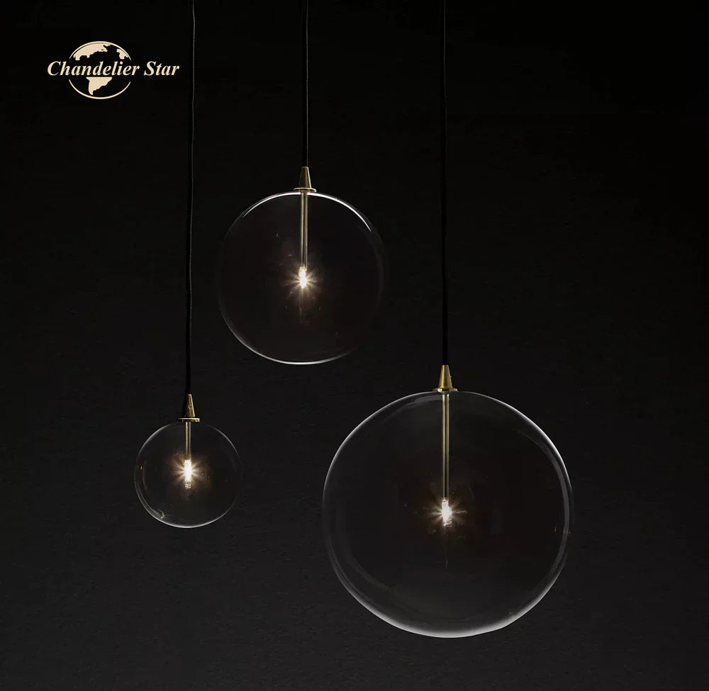 Glass Globe Pendant Light Chandelier for Dining Room, Bedroom, Entryway