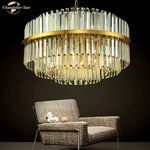 Round Gold Crystal Glass Pendant Light for Luxury Decor