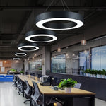 Modern Iron Art Circle LED Pendant Lights - Black White Metal Ringoffsetof.