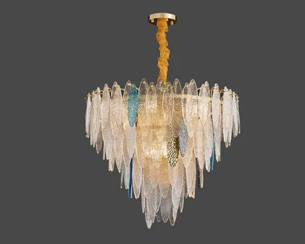 LED Glass Metal Leaf Chandelier: Luxury Postmodern Lighting for Home Decor, Bedroom, Living Room