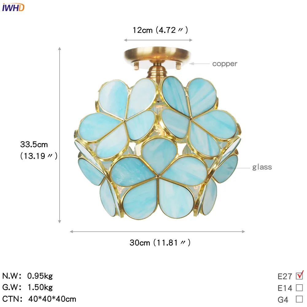 White Glass LED Ceiling Light Fixture, Nordic Modern Copper Ceiling Lamp