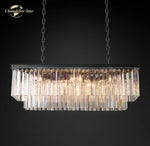 LED Rectangular Crystal Chandelier for Dining Living Kitchen Island