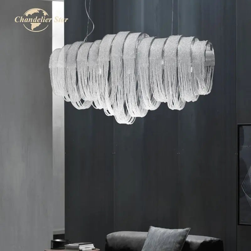 Crystal Circle LED Tassel Chandelier: Modern Luxury Pendant Hanging Light Fixture for Bedroom and Living Room