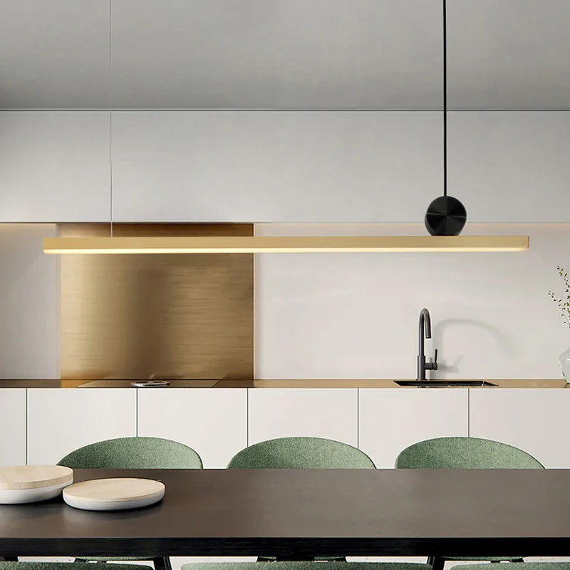 Linear LED Gold Pendant Light for Island, Restaurant, Bar - Nordic Designer Style