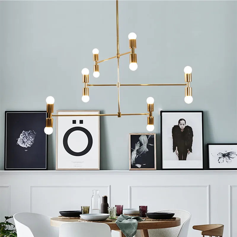 Modern Black Gold Chandelier Branch Design for Loft Bedroom Living Room Nord Fashion Atomium.