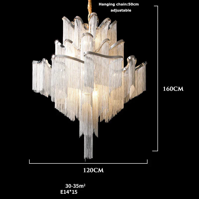 Retro Vintage LED Aluminum Chandelier Lighting in Gold Chrome Silver