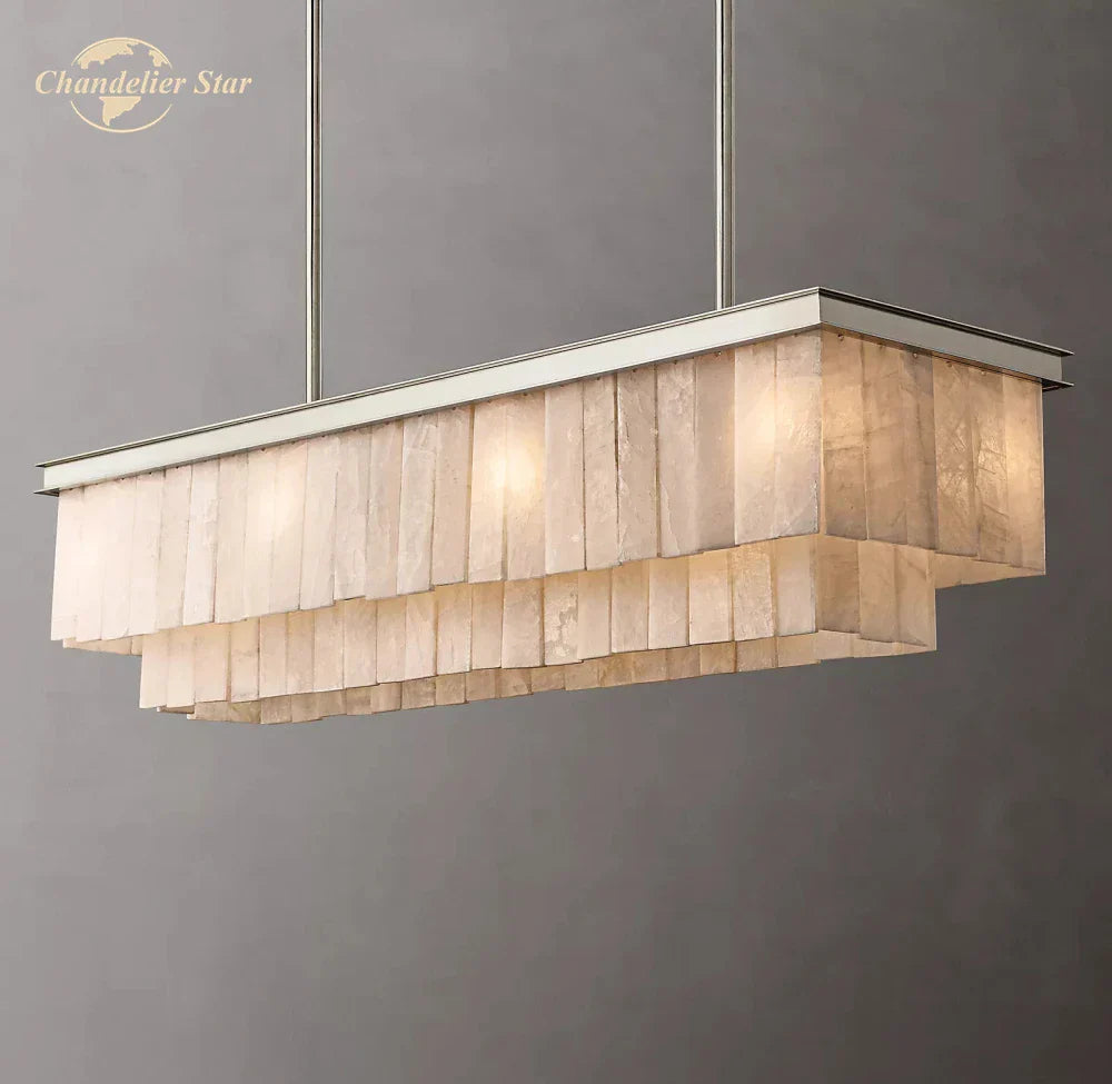 LED Marble Glace Calcite Chandelier for Kitchen Island, Dining & Living Room