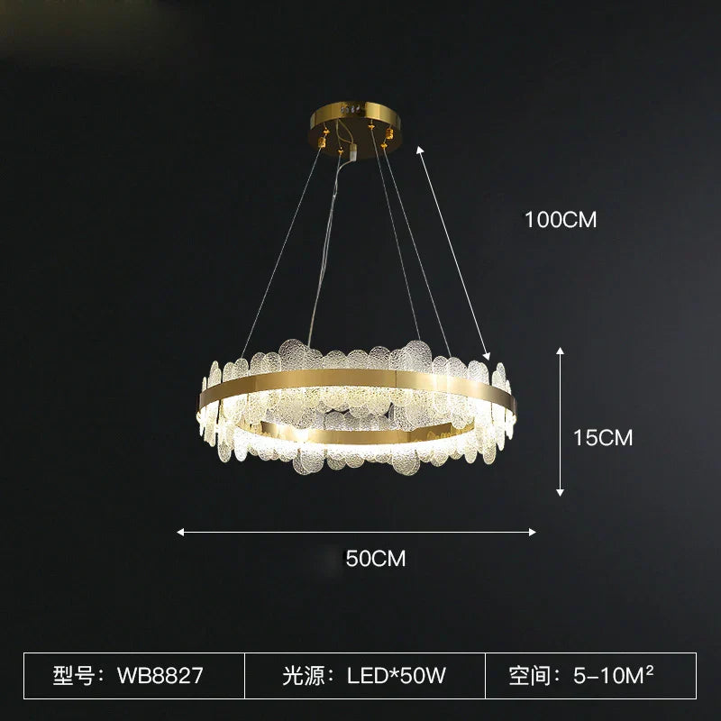 Golden Stainless Steel LED Designer Chandelier for Dining Room