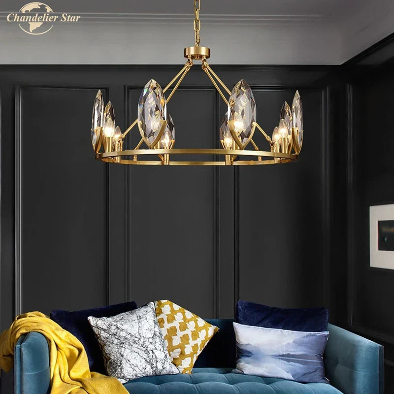 Crystal Chandelier LED Lighting Fixture for Luxurious Living Spaces