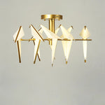 Love Bird Chandelier Lighting - White Gold Designer Lustre for Dining Room