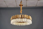 Golden Stainless Steel Crystal Chandelier for Elegant Foyer Lighting