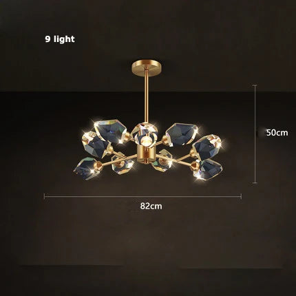 Crystal Copper Round Chandelier: Elegant LED Suspension Lamp for Dinning Room
