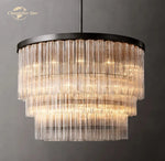 Cielo Glass Chandelier Three-Tier Round Hanging Lights for Living Dining Room