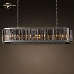 Modern LED Oval Crystal Chandelier Black Pendant Light for Kitchen Island Dining Room