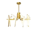 Love Bird Chandelier Lighting - White Gold Designer Lustre for Dining Room