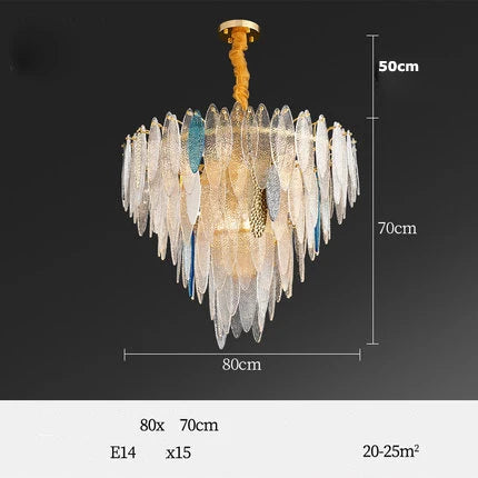 Art Deco Glass Iron LED Chandelier for Dinning Room