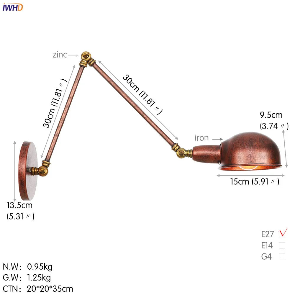 Loft Antique Edison 3-Head Black Wall Sconce Swing Arm Light