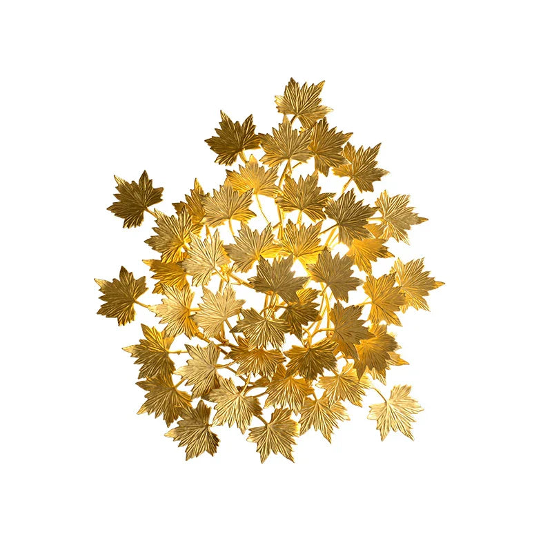 LED Golden Maple Leaves Wall Sconce for Bedroom and Corridor